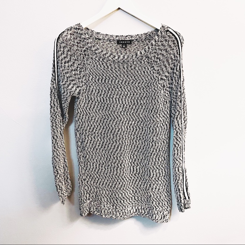 Black and white womens slinky knit sweater